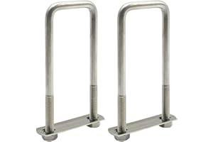 UOIENRT 2 Pcs Square U-Bolts, 50mm Inner Width 150 mm Length M10 304 Stainless Steel Square U-Bolts, U Clamp Bolt for Boats P