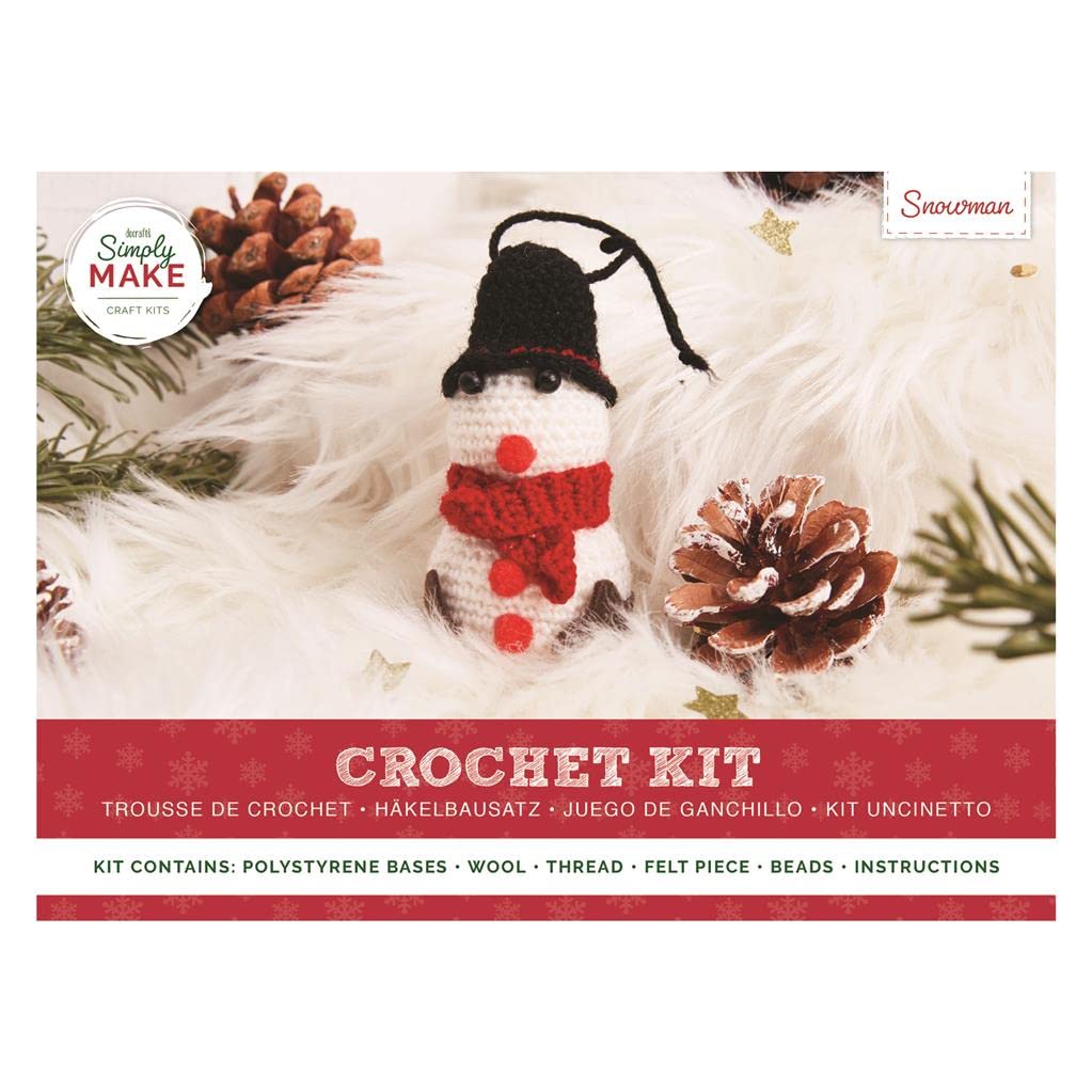 Simply Make Crochet Kit - Snowman Kit - Perfect Beginners Crochet Yarn Knitting Set - Ideal Crochet Kits for Beginners Adults with Hook Tool Kit and Wool Yarn for Crochet - Craft Kit