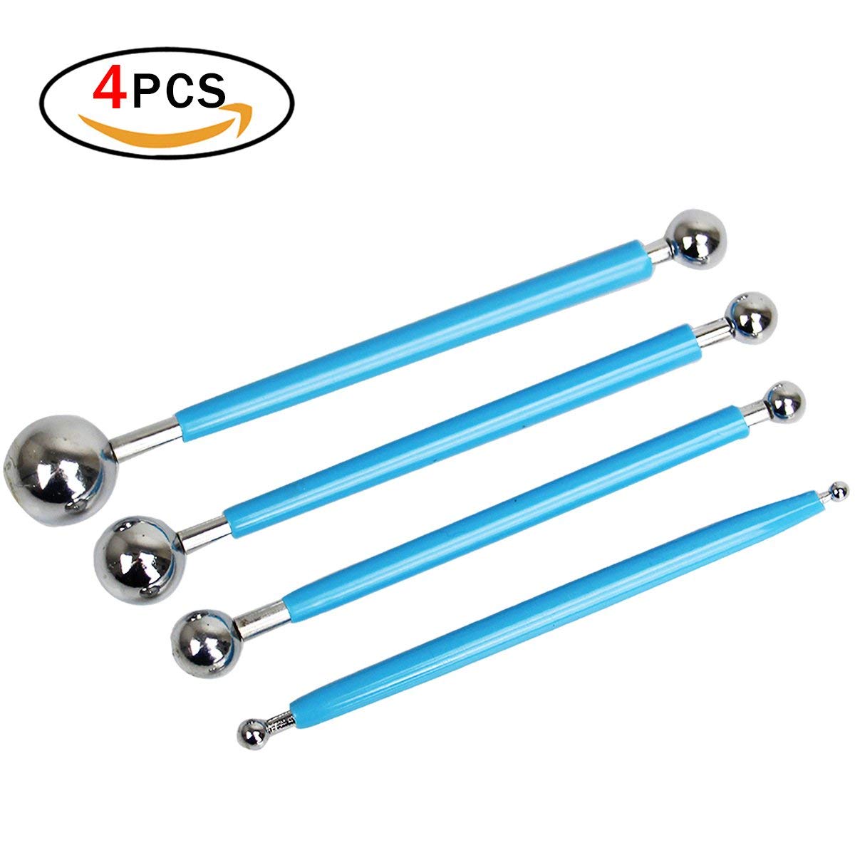 Sugarcraft Tools 4 PCS con 8 Dimensioni Metal Ball per Fondant Torta all\'Argilla Strumenti per Modellare la Decorazione a Fiore