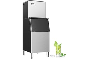 ICEVIVAL Commercial Ice Maker Machine, 400lbs/Day, SECOP Compressor, 250lbs Storage, Ice Ready in 8 to 15mins, Auto-Cleaning Stainless Industrial Ice Machine, Air Cooled, Restaurant/Business/Home