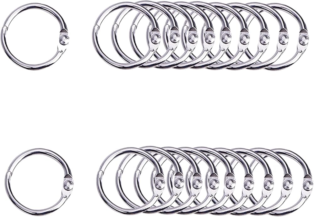 Guagua 25mm Binder Rings 1inch 20 Pack Stainless Nickel Plated