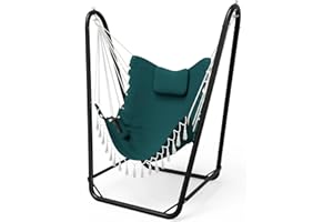 TOREVSIOR Hammock Chair with Stand,Heavy-Duty Hanging Chair with Stand, for Indoor Outdoor,Sturdy Swing Chair with Stand Max Load 350 pounds…… (Green)