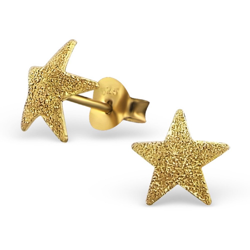 925 Sterling Silver Gold Plated Star Stud Earrings for Women & Girls – Dainty Celestial Jewellery Gift Boxed