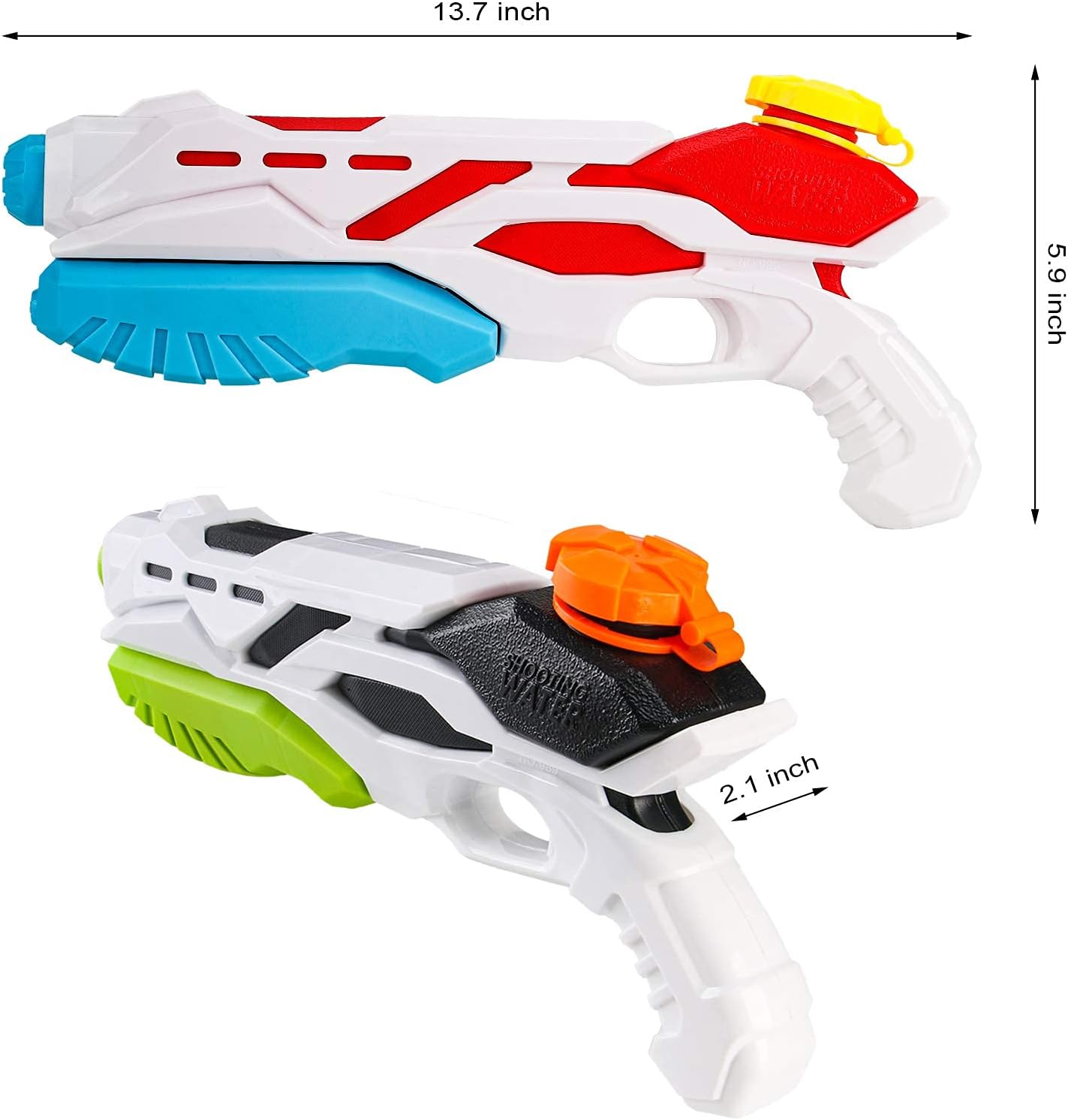 Squirt Water Guns for Boys & Girls - 500CC Super Water Guns for Kids Adults-Swimming Pool Toys Water Fighting with Powerful Stream for Outdoor, Park & Backyard Playing(2 Pack Black & Red): Toys & Games