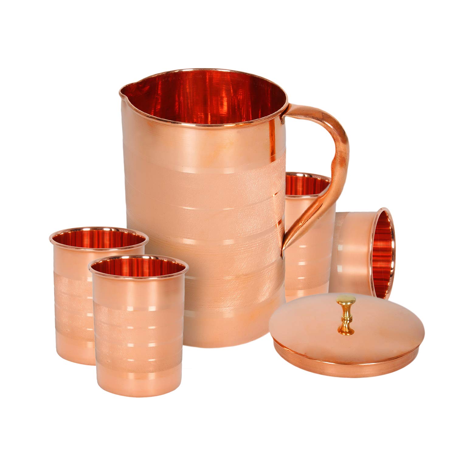 Zap impex Pure Copper Luxury jug with 4 Glass