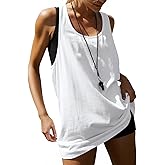 MIHOLL Women's Cotton Racerback Sleeveless Relaxed-Fit Tank Top