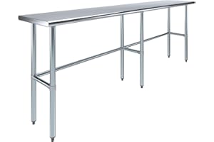 AMGOOD 18" x 96" Open Base Stainless Steel Work Table | Residential & Commercial | Food Prep | Heavy Duty Utility Work Station | NSF