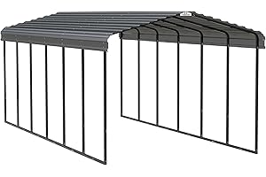 Arrow Carports Galvanized Steel Carport, Full-Size Metal Carport Kit, 12' x 29' x 9', Charcoal