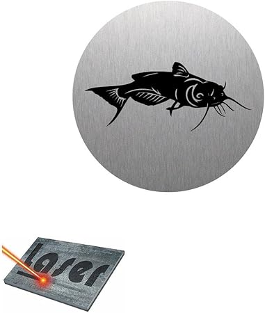 Plaque Gravée Autocollante 8cm Pêche Silure Poisson Chat