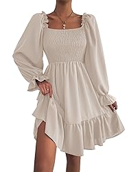 LYANER Women's Square Neck Lantern Long Sleeve