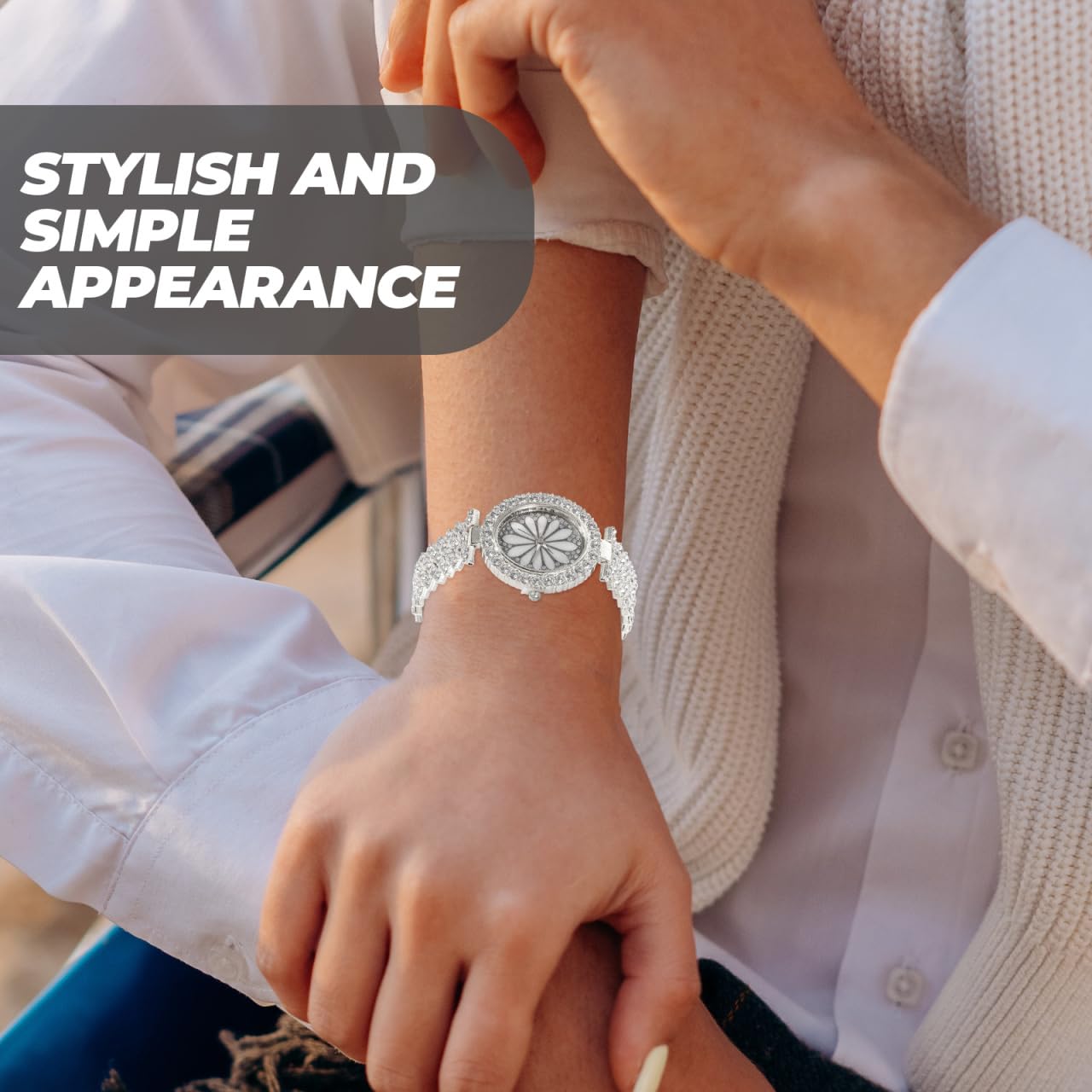 Hemobllo Silver Women Watch Luxury Ladies Watches Full Rhinestones Watches for Dial Bling Girls Watch Elegant Dress WristWatches