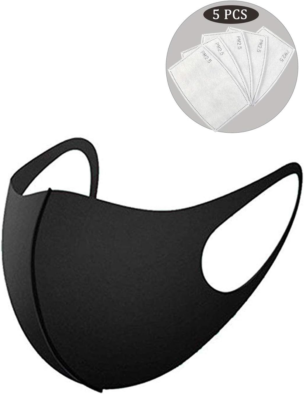 HONYAR 5pcs PM2.5 Activated Carbon Filter Replaceable 5-Layer Anti Haze Filter with 1-Pack Mouth Cover of Protection Against Pollution