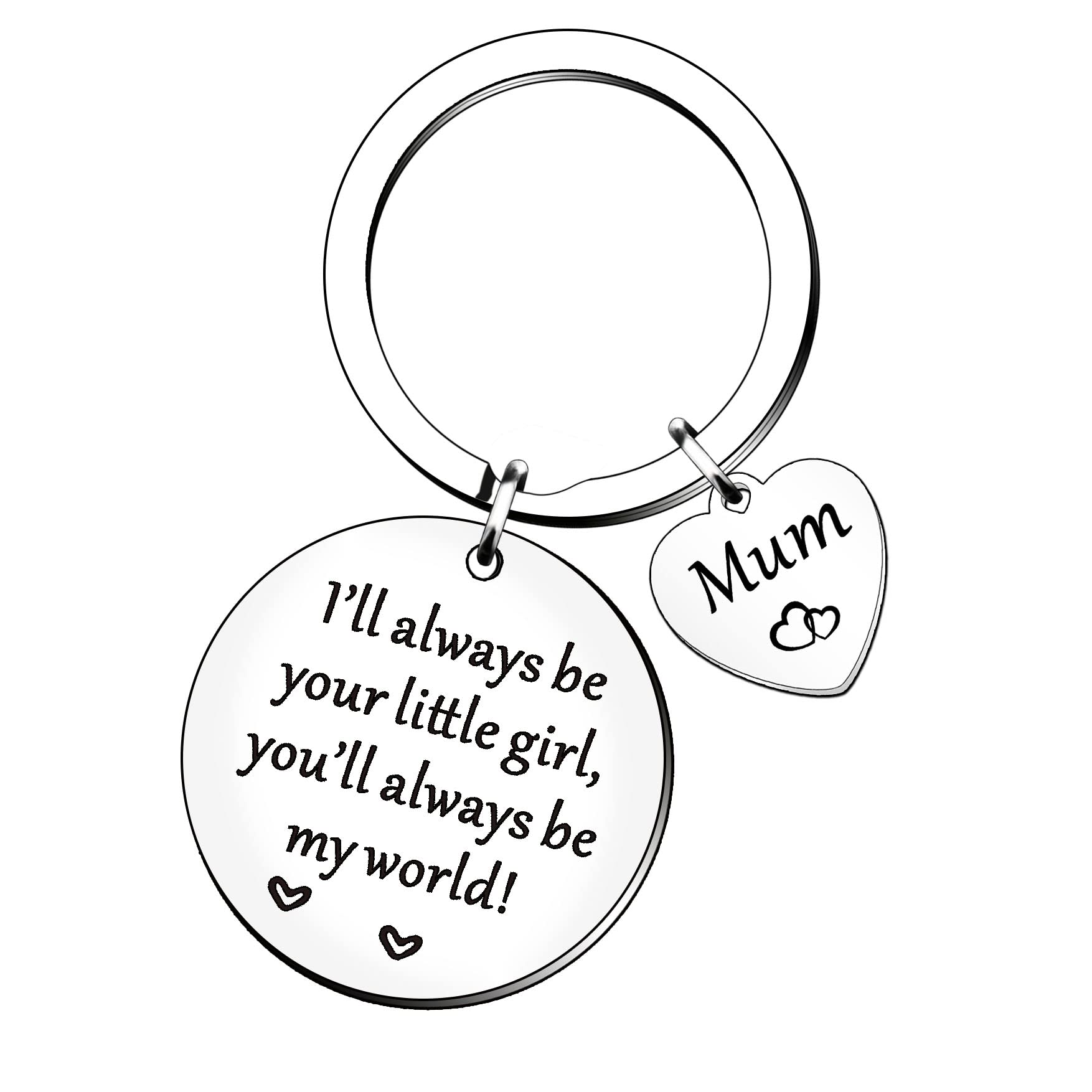 HULALA Mum Gifts From Daughter Mum Keyring Keychain Mother Mummy Mom Gifts Christmas Birthday Mother's Day Gifts I'll Always Be Your Little Girl You'll Always Be My World