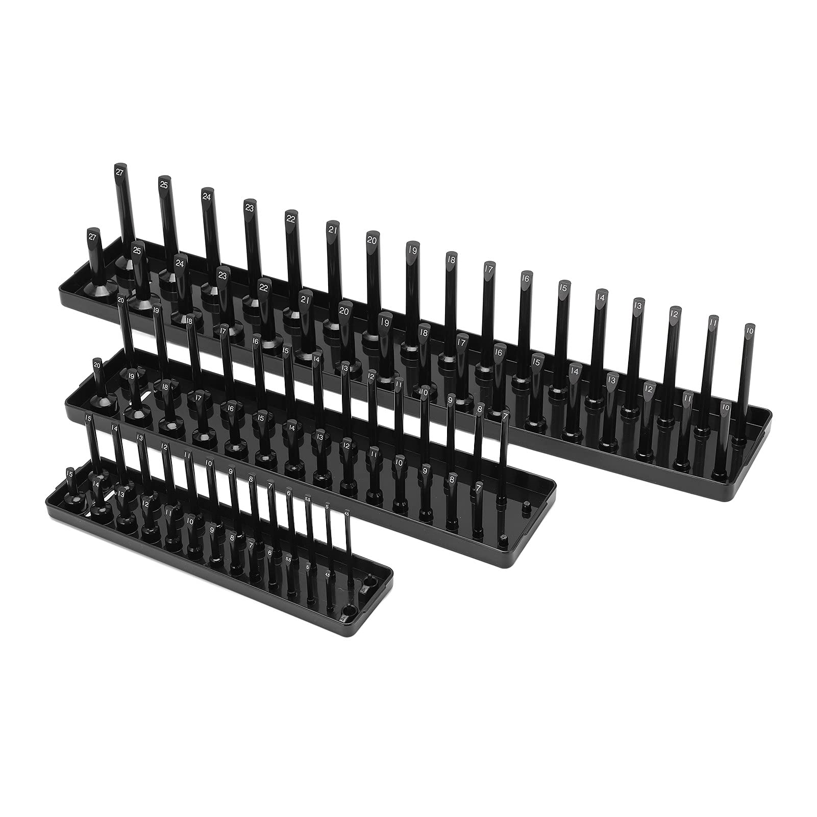 Socket Organizer Tray, Socket Storage Rack 1/4in 3/8in 1/2in 3PCS ABS Material Multifunctional for Toolboxes