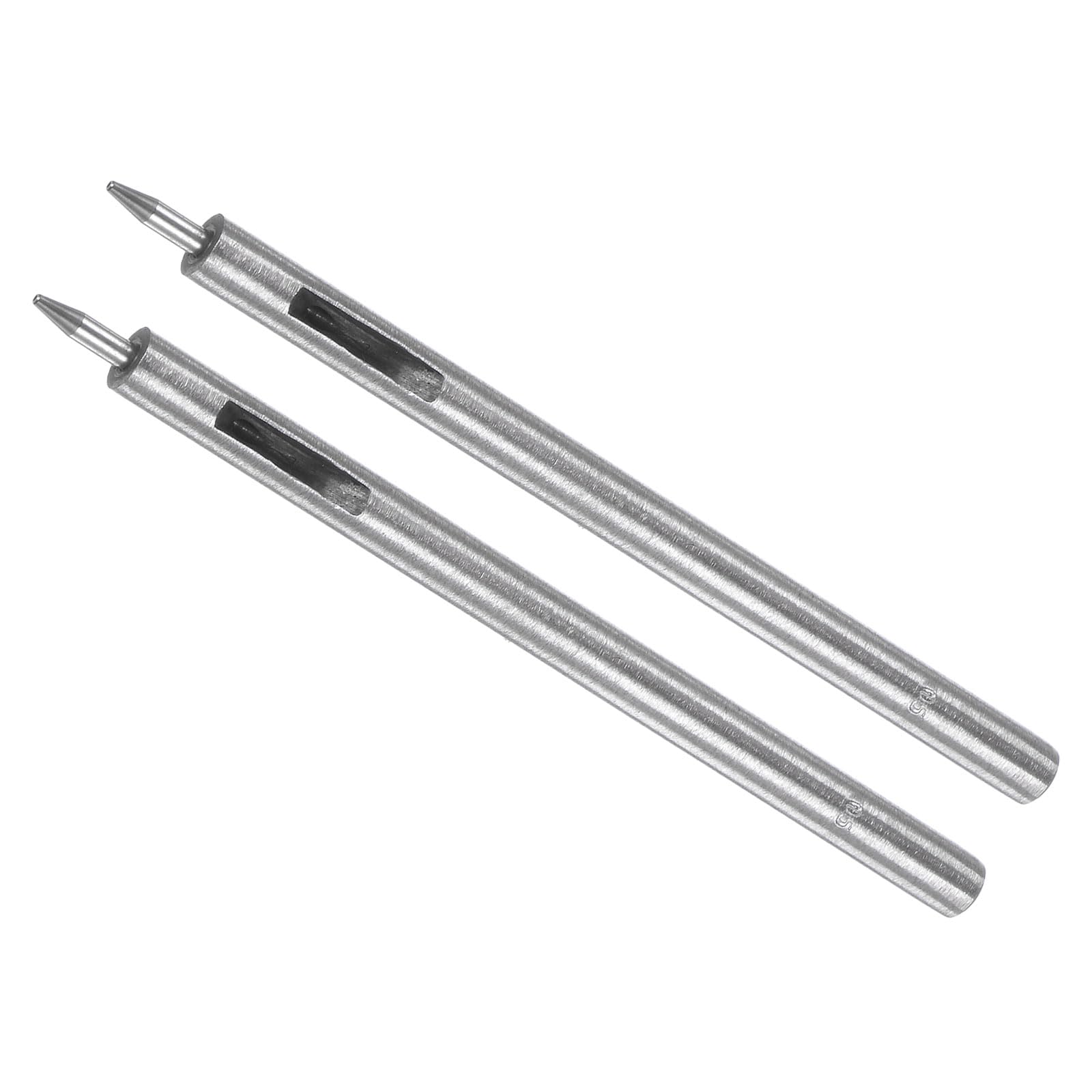 CoCud Leather Hole Punch, 0.5mm Button Dia. 6mm Shank, Steel Round Punch Snap Rivet Setter - (Applications: for Leathercraft DIY Clothing Fabric), 2-Pieces