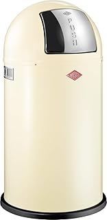 Wesco 175 831 Pushboy Abfallsammler 50 Liter Mandel 40 x 40 x 75.5cm (L/B/H), Edelstahl