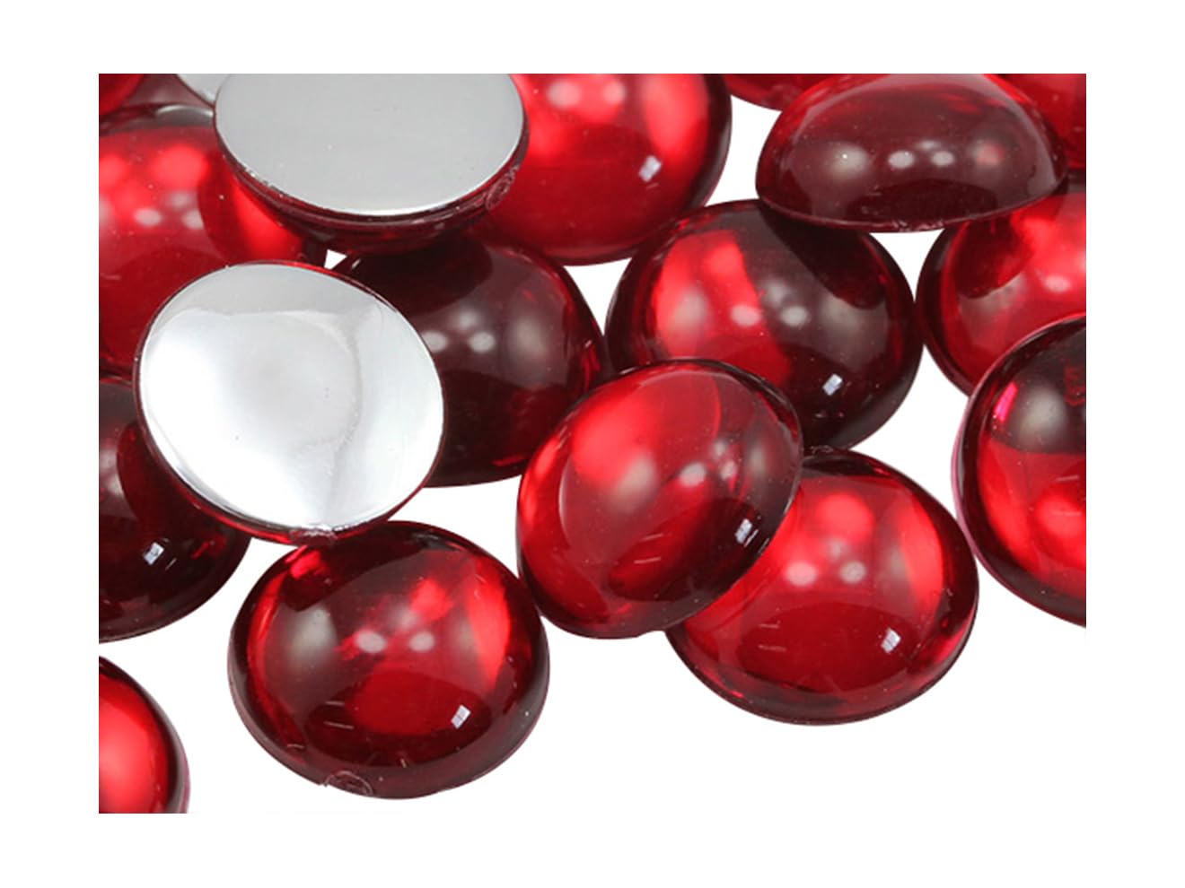 7mm Red Ruby .TM Flat Back Acrylic Round Cabochons Plastic Pearl Gems For Jewelry Making Costume Making Cosplay Jewels Embelishments - 100 Pieces — image 1