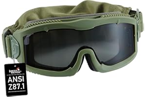 Lancer Tactical AERO 3mm Thick Lens Eye Protection Safety Goggle ANSI Z87 1 Rated Industry Standard w/Anti-Scratch Shield