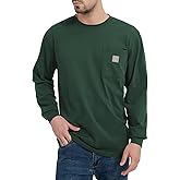 Kecols Men's Loose Fit Heavyweight Work Long Sleeve T-Shirts Comfort Pocket Tee(Regular&Tall)