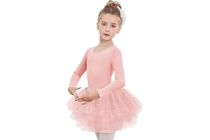 Zaclotre Girls Ballet Leotards 4-Layers Tiered Long Sleeve Dance Tutu Dresses Party Costumes for Ballerina