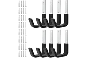 JUFORMIN Heavy Duty Utility Hooks for Garage Storage Utility Hooks Wall Mount,Garage Hooks Heavy Duty,Garage Wall Hooks,Hose Holder,Bike Hooks,Ladder Hooks,Chainsaw Hanger,Leaf Blower Hanger (8 Small)