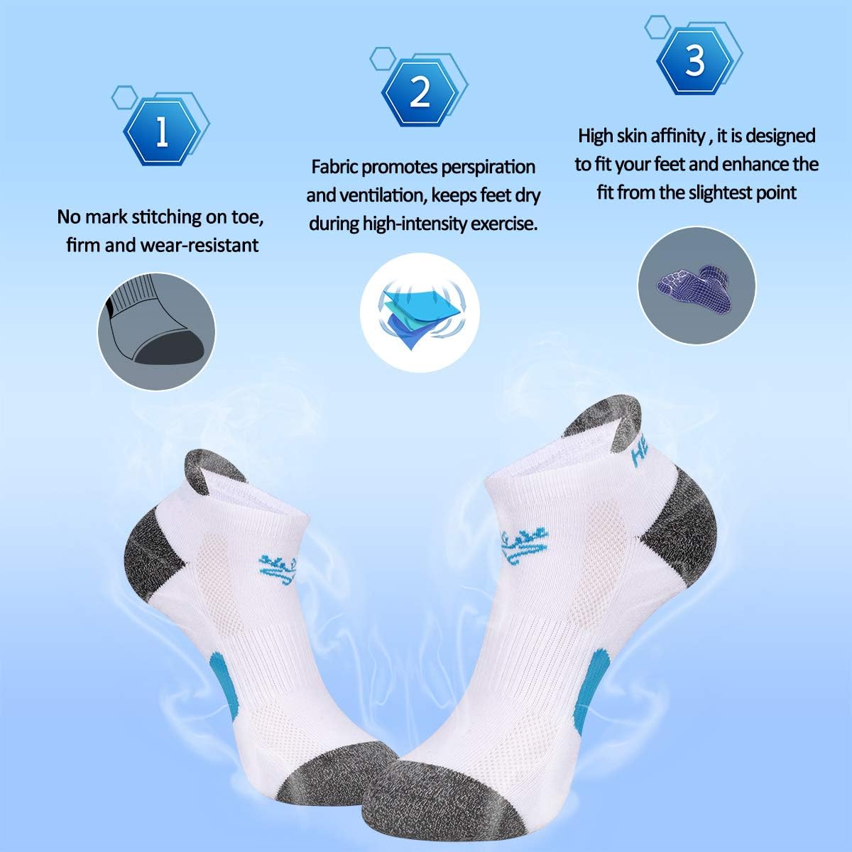 Heatuff Women's Performance Athletic Ankle Socks - Low Cut Cushioned Sock with Heel Tab (6 & 12 Packs) at  Women’s Clothing store