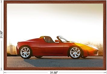 Amazoncom Tesla Roadster 25 2010 Framed Car Art Poster