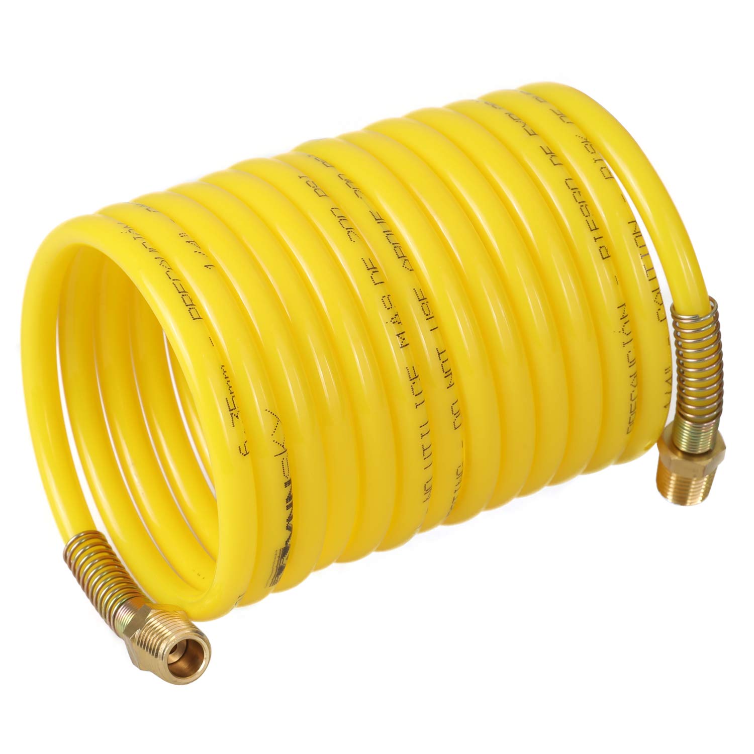 Photo 1 of WYNNsky Coiled Air Hose, Nylon Material, Anti-Corrosion, Abrasion Resistance, 1/4 Inch × 12 Feet, 1/4 Inch NPT Brass Air Compressor Accessories Fittings, 200PSI