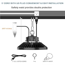 JOMITOP UFO High Bay LED Shop Light 100 Watt 1-10V