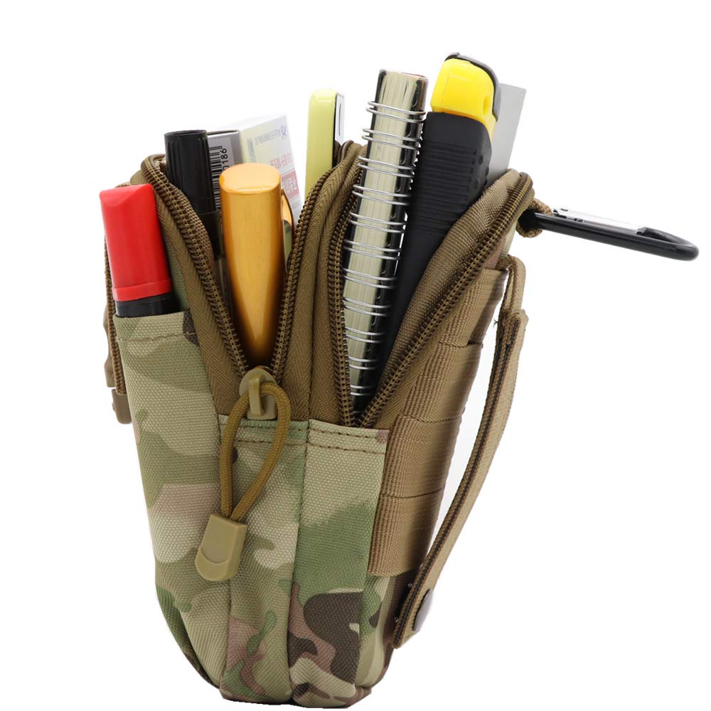 8Bees Tactical Molle Pouch Multi-Purpose Compact EDC Utility Gadget Belt Waterproof Nylon Camo Bag
