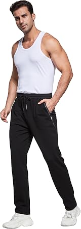 HCSS Mens Joggers Tracksuit Bottoms Black L Zip Pockets Elastic Waist Cotton view 4