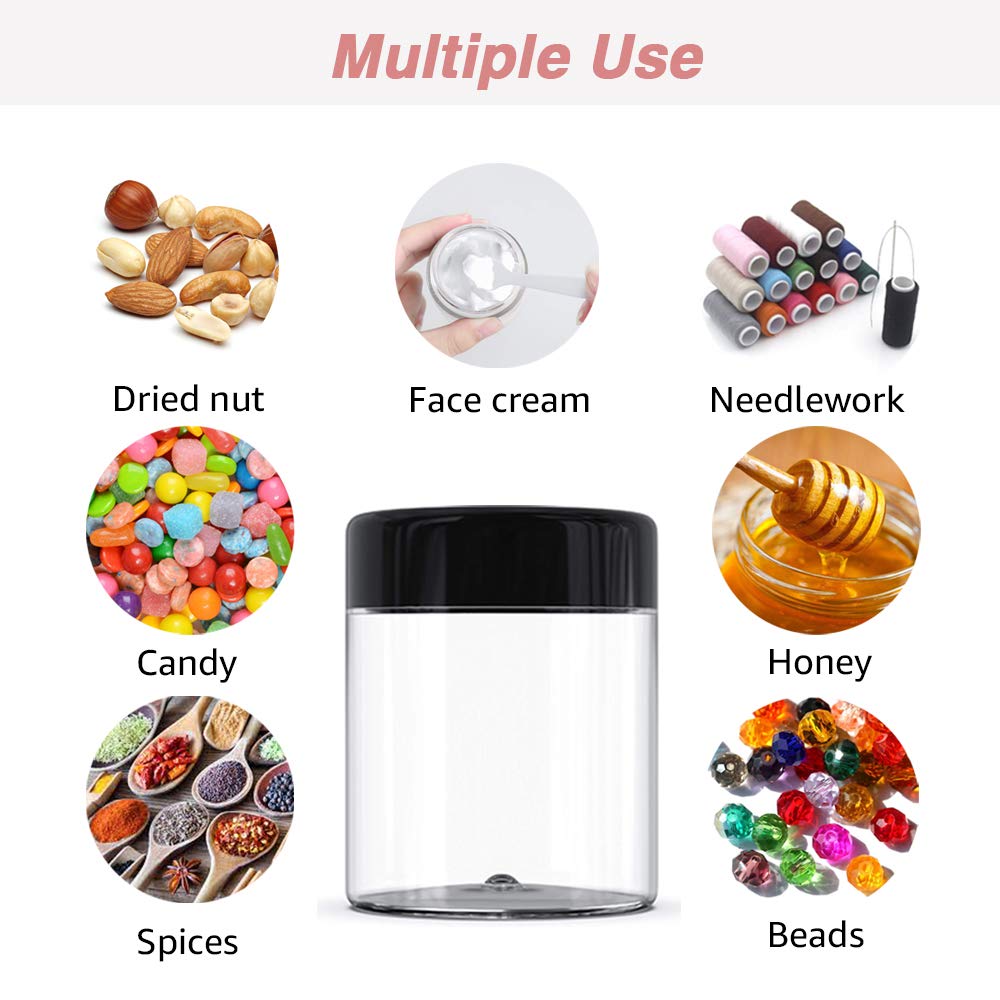 4 oz Small Plastic Containers with Lids 24 Pack Plastic Jars with Lids + 20g/20ml Small Containers with Lids Cosmetic Sample Jar - for Lip Scrub, Body Butters, Cream, Slime, Craft Storage : Beauty