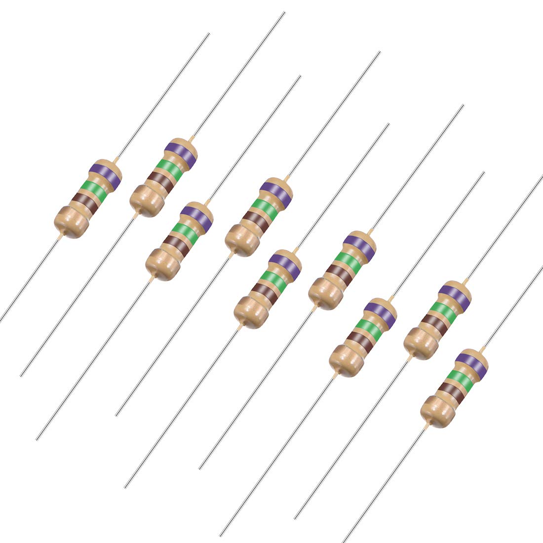 Sourcingmap 500Pcs 750 Ohm Resistor, 1/4W 5% Tolerance Carbon Film Resistors, 4 Bands for DIY Electronic Projects and Experiments