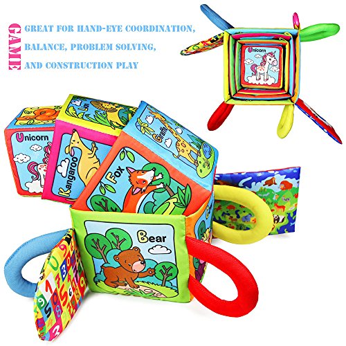 TEYTOY Baby Toys First Words Rattle Magic Education Toys Baby Early Education Cotton Animal Series Magical Rattle Color Intelligence Toys for 0-24 Months Infant Kids