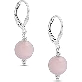 925 Sterling Silver Gemstone Earrings for Women - Birthstone Earrings - Sterling Silver Leverback Earrings - Silver Drop Earrings for Women - Minimalist Earrings - Everyday Earrings for Women