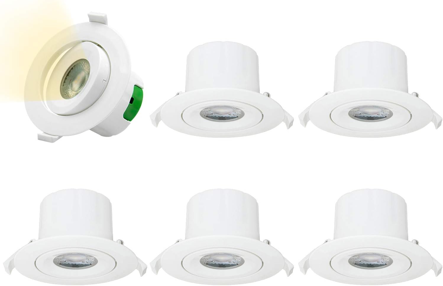 3 Inch Angled 9W LED Spot Downlights Recessed Ceiling Lighting Fixtures for Sloped Ceiling Warm White 3000K Lighting Angle 60º AC100~240V Pack of 6 Lamps by Enuotek