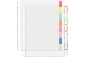 FUCDTEFC Binder Dividers with Tabs, 8 Tab Clear Sheet Protectors for 3 Ring Binder, White Dividers for 3 Ring Binder Page Protectors, Notebook Binder Sleeves with Pockets, 2 Set (16 Pcs)
