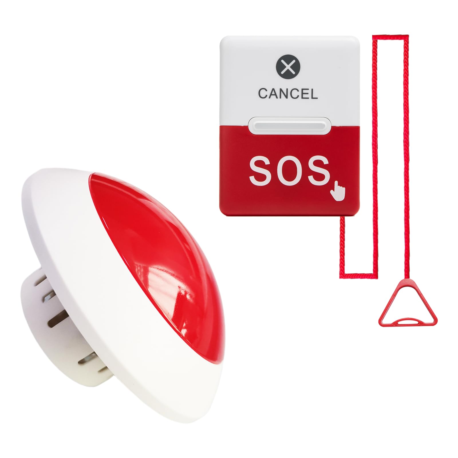 CYSSJF Disabled Toilet Alarm Kit (1 SOS Pull Bell+1 Receiver)| Audible-Visual Alert,1.5m Red Emergency Pull Cord | Accessible Toilet Emergency Call |For Care Home,Hospital,Hotel,School,Shopping Centre