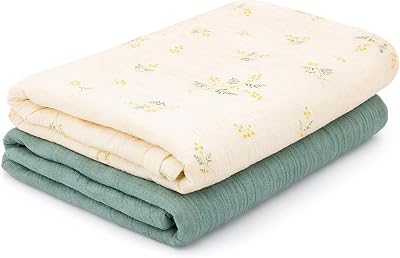 GSrenyu 2 Pcs Large Muslin Blanket 100x100 cm Baby Cloths Cotton