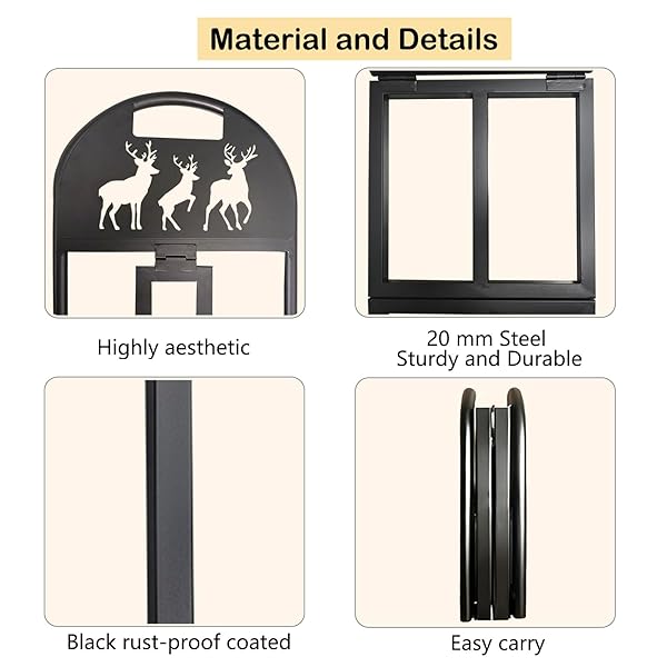 IA GARDEN 36-INCH HEAVY DUTY FOLDABLE FIREWOOD RACK – PORTABLE METAL LOG HOLDER FOR INDOOR OUTDOOR, FIREPLACE PATIO DECK FIREPIT STORAGE ORGANIZER