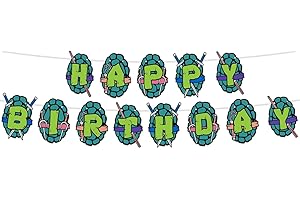 COPERBRI Ninja Superhero Happy Birthday Decorations Banner Backdrop Background Green American Comics Turtles Theme Decor for Boy Kid 1st Birthday Party Nursery Baby Shower Photo Booth Props Favors Supplies