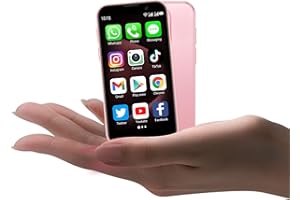 soyes Mini Phone World's Smallest 3.0" HD Touch Screen Mini Smartphone Unlocked Android Compact Mobile Phone for Kids & Students Cell Phone wih Quad-Core Dual SIM Face ID 2GB+16GB Pink