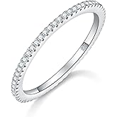 BORUO Sterling Silver Ring - Wedding Bands for Women, Eternity Band, Cubic Zirconia Simulated Diamond Stackable Band for Oura Ring Gen3/4-1.5mm 3mm Band Size 4-12