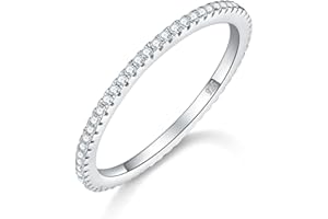 BORUO Sterling Silver Ring - Wedding Bands for Women, Eternity Band, Cubic Zirconia Simulated Diamond Stackable Band for Oura Ring Gen3/4-1.5mm 3mm Band Size 4-12