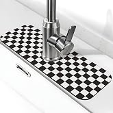 Black And White Checkered Racing Flag Checkerboard Square Grid Kitchen Sink Splash Guard Faucet Mat Super Absorbent Fast Drying Mat Sink Gadgets-Fast Sink Mat For Kitchen Bathroom (15" X 5.5" )