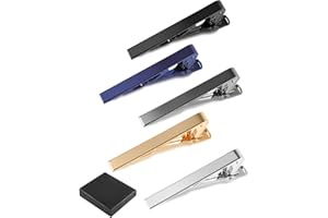 vivinin 5P Tie Clips For Men, 5 Different Color Tie Bar, Stainless Steel Tie Clip For Business, Wedding, Anniversary, Father's Day Gifts and Daily Life