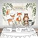 BoTong 6x4ft Vinyl Woodland Animal Baby Shower Backdrop Woodland Safari Animals Wood Board Photography Background Woodland Creatures Party Banner Backdrops