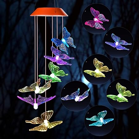 Amazon Com Wind Chime Solar Lights Chimes Butterfly Wind