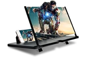 12 Inch Black Screen Magnifier for Smartphone Best Thin Foldable Mobile Phone Stand with 3D Magnifying Screen Projector for M
