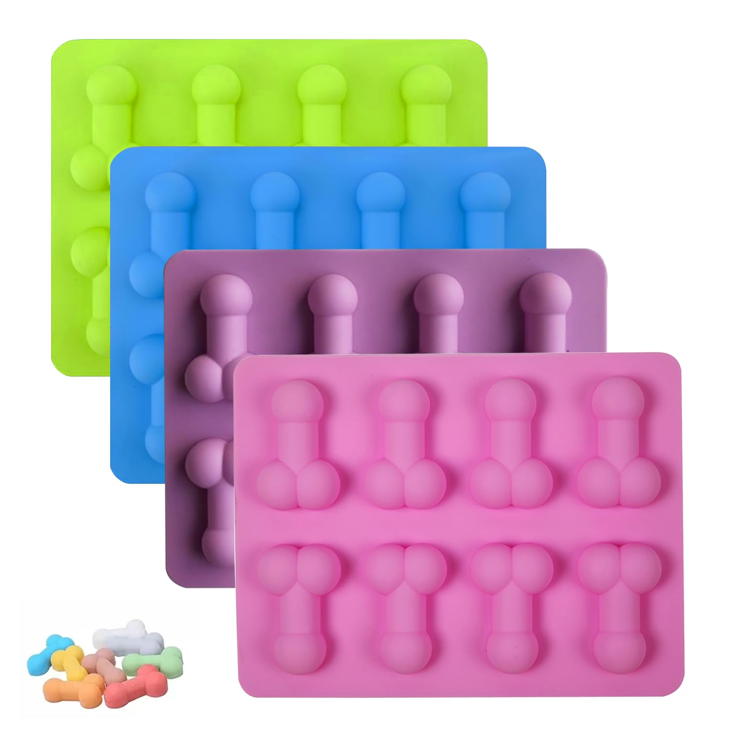 YSDYY 4-Piece Chocolate Moulds, Silicone, Pink, Blue, Green, Purple, Irregular Shape, Multipurpose